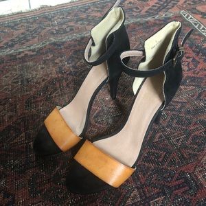 free people 3.5” heel leather suede size 8